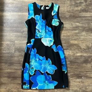 Calvin Klein Women’s Dress; Color - black with blue flowers